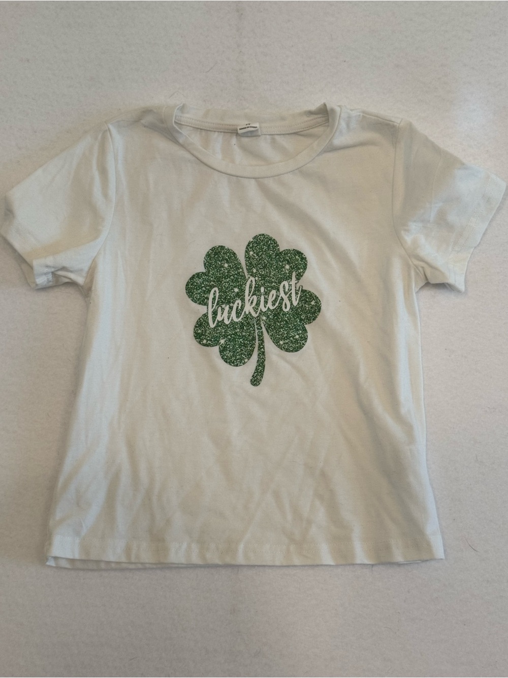 White Kids' 'Luckiest' Shamrock Graphic Tee